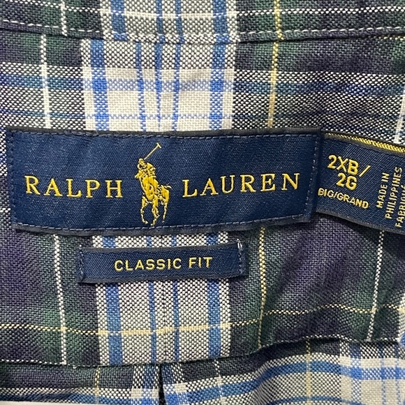 Polo Ralph Lauren Classic Fit Long Sleeve Button Front Shirt 2XB Navy Green - Picture 3 of 6
